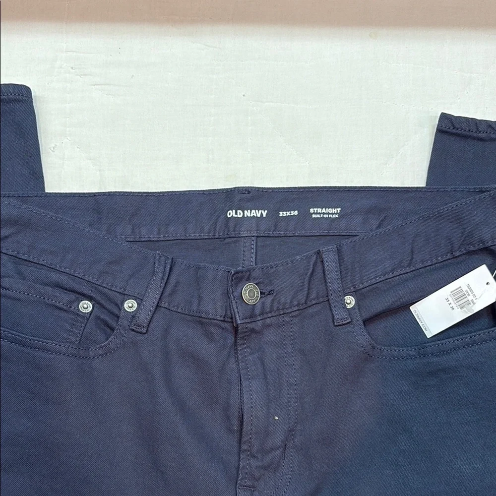 NWT Old Navy Men's 33x36 Straight Built-In Flex Jeans Dark Wash Navy‎ Blue